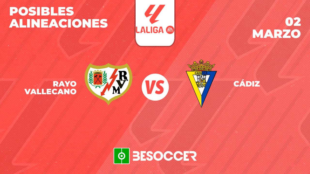 Posibles alineaciones del Rayo Vallecano vs Cádiz