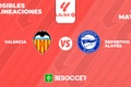 Posibles alineaciones del Valencia vs Alavés