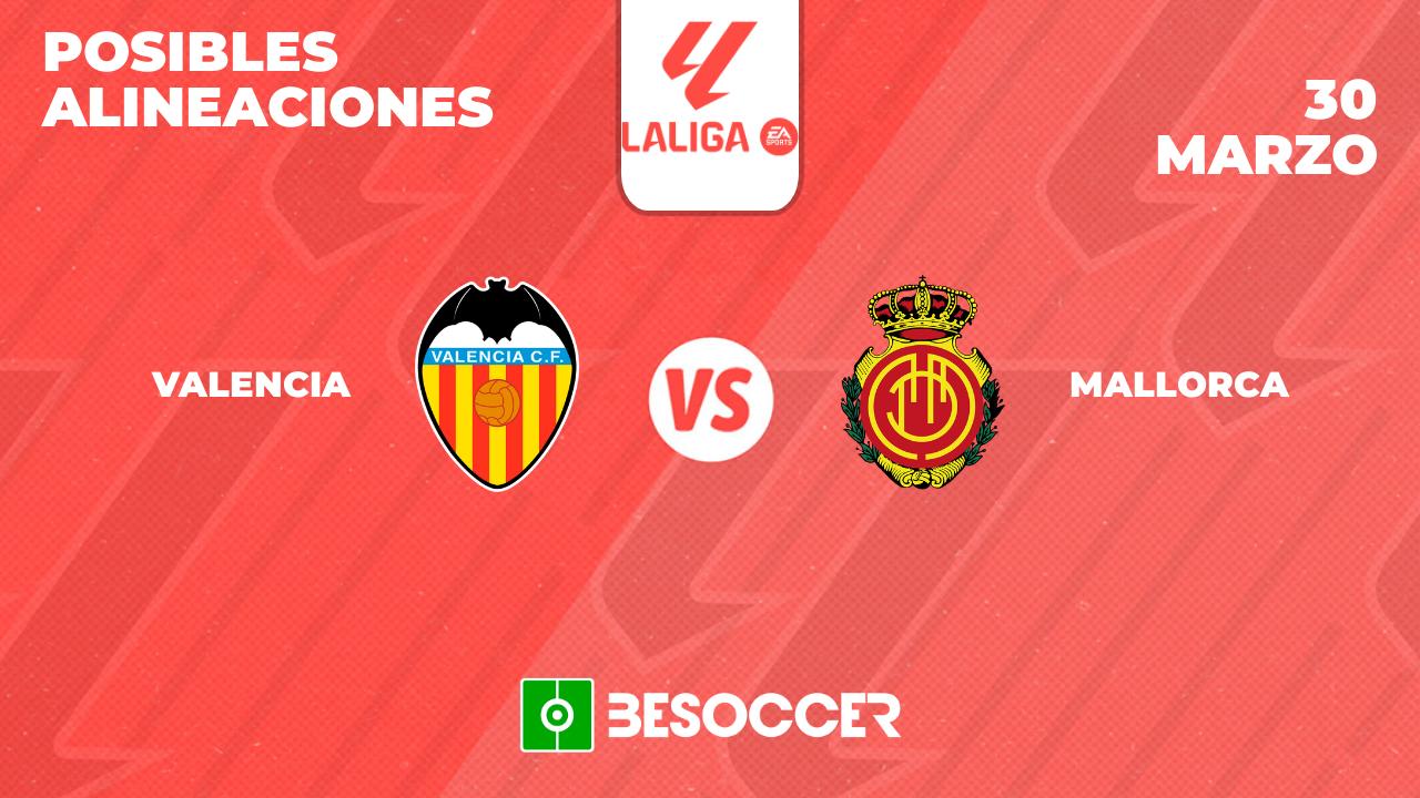 Posibles alineaciones del Valencia vs Mallorca
