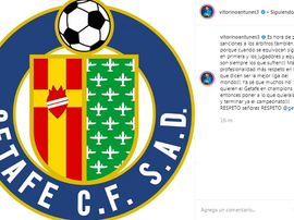 Antunes was furious with the refereeing against Getafe. Instagram/VitorinoAntunes
