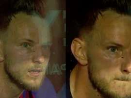 A irritação de Rakitic com a substituição. Captura/TVE