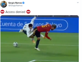 Ramos is proud of his defensive tackle versus Switzerland. Captura/Twitter/SergioRamos