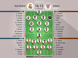 Real Madrid v Ath. Bilbao, La Liga 2018/19, 21/04/2019, matchday 33 - Official line-ups. BESOCCER