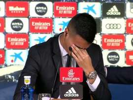 Reinier était ému lors de sa présentation. Capture/RealMadridTV