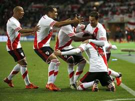 River celebra el gol de Alario. Twitter