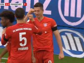 Robert Lewandowski marcou contra o Eintracht de Frankfurt. Captura/Vamos