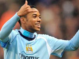 Robinho tem passagem apagada como jogador do Manchester City em 2008. AFP