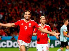 Robson celebrates his wonder goal against Belgium. UEFA