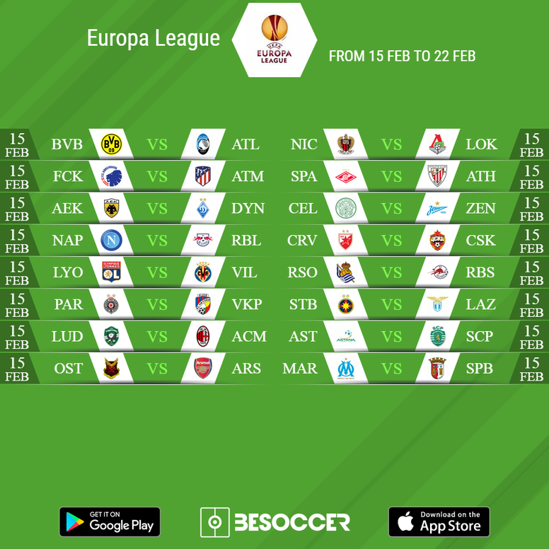 These Are The Europa League Round Of 32 Fixtures Besoccer