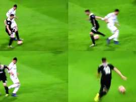 Tadic's turn on Casemiro at the Bernabeu. Capturas/Movistar