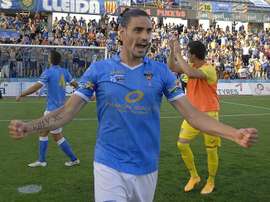 Salva Chamorro, en imagen con el Lleida, jugó en el Barça. Twitter