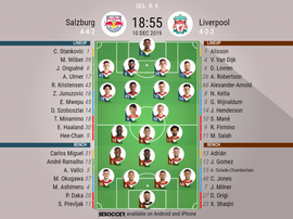 Salzburg v Liverpool, Champions League R6, 10/12/2019 - official line-ups. BeSoccer
