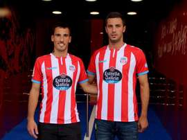 San Emeterio y Aburjania, presentados con el Lugo. Twitter/CDeportivoLugo