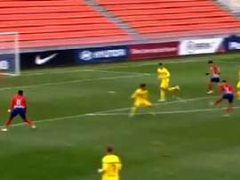 El Atlético tumbó al Borussia en el primera parte. Captura/Movistar+