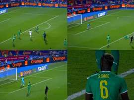 O gol inusitado que pode valer o título africano. Capturas/Eurosport
