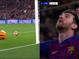 Com frango colossal de De Gea, Messi marca o segundo. Captura/Movistar+
