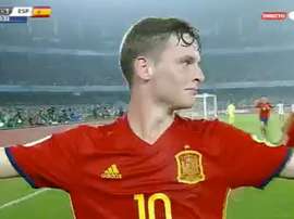 Sergio Gómez apontou um belo gol ante a Inglaterra. Twitter/GOL