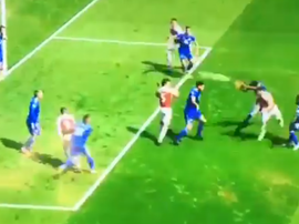 Shkodran Mustafi headed Arsenal ahead. Captura