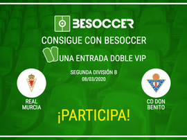 Consigue una entrada doble VIP para el Real Murcia-Don Benito. BeSoccer