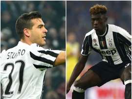 Les deux jeunes joueurs de la Juventus : Stefano Stuararo et Moise Kean. AFP/Besoccer