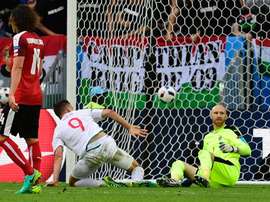 Szalai, tras marcar el gol contra Austria. UEFA