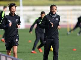Tissone y Angeleri, en un entrenamiento con el Málaga. Twitter
