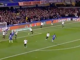 Tomori diverts the ball goalwards. Screenshot/SkySports