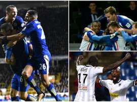 Robert Huth (i) y Kasper Schmeichel (d) de Leicester City. EFE/Archivo