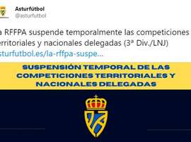 Asturias toma la decisión por las restricciones territoriales. Twitter/asturfutbol