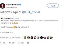 Tweet de Gerar Piqué. Twitter/3GerardPique