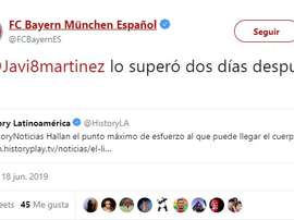 Bayern Munich made a funny comment on Twitter about Javi Martinez. FCBayernES