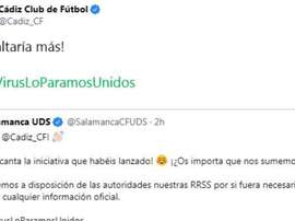 El Cádiz comenzó la iniciativa. Captura/Twitter/Cadiz_CF