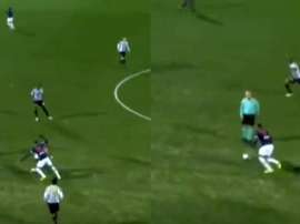 Trademark nutmeg from Neymar. Screenshot/#Vamos
