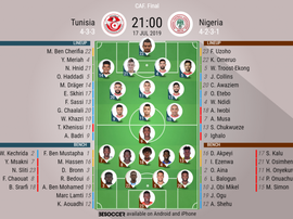 Tunisia v Nigeria, African Cup of Nations, 3rd place PO, 17/7/2019 - Official line-ups. BESOCCER