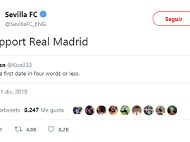 El Sevilla 'troleó' al conjunto 'merengue'. Twitter/SevillaFC_ENG