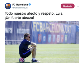 Tweet du FC Barcelone apportant son soutien à Luis Enrique. Twitter/FCBarcelona_es