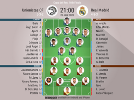 Unionistas v Real Madrid, Copa del Rey 2019/20, last 32, 22/1/2020 - Official line-ups. BESOCCER