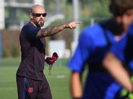 Víctor Valdes, du FC Barcelone à un club de troisième division. Twitter/FCBmasia