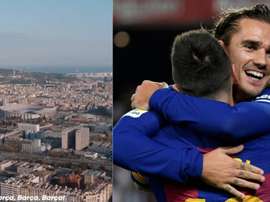 Griezmann, a tope con el Barça. Twitter/AntoGriezmann/AFP