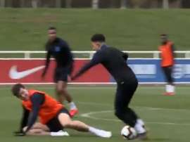 Vidéo de Jadon Sancho et Harry Maguire en sélection. Capture/Twitter/DaviddeCorran