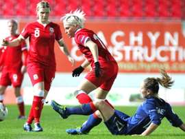 Wales ladies during a match against France ladies. WalesFC