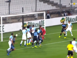 Wallace ouvre le score au Vélodrome. Capture/SportTV5