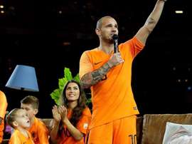 Wesley Sneijder, em sua despedida da Seleção Holandesa. OnsOrange