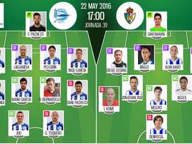 Ya tenemos las alineaciones del Alavés-Ponferradina, partido correspondiente a la jornada 39 de la Liga Adelante. BeSoccer