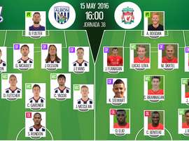 Ya tenemos las alineaciones del WBA-Liverpool, partido correspondiente a la jornada 38 de la Premier League. BeSoccer