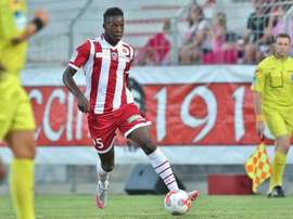 Zakaria Diallo pendant un match avec l'AC Ajaccio en Ligue 2. ACAjaccio