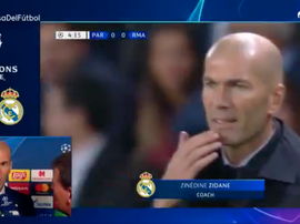 Zinedine Zidane avaliou a derrota por 3 a 0 na estreia da Champions League. Captura/Movistar