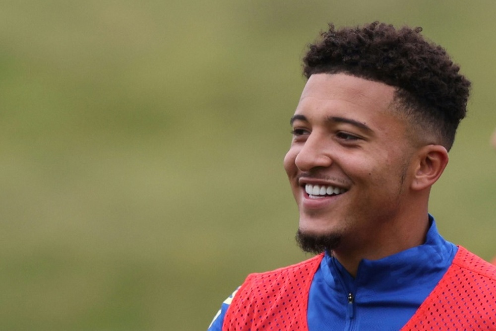 Jadon Sancho has returned to Manchester. AFP