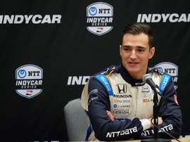 El piloto español Alex Palou la semana pasada en una rueda de prensa en Indianápolis, Indiana (EEUU). EFE/ AJ Mast