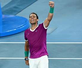 El tenista español Rafael Nadal tras vencer en la semifinal al italiano Matteo Berrettini. EFE/EPA/DEAN LEWINS AUSTRALIA AND NEW ZEALAND OUT